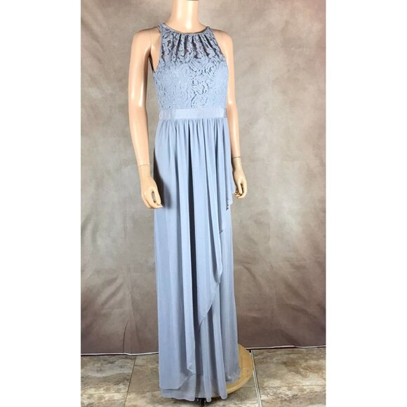 ADRIANNA PAPELL Lace & Chiffon Gray Gown NEW Size 6 - Picture 2 of 9